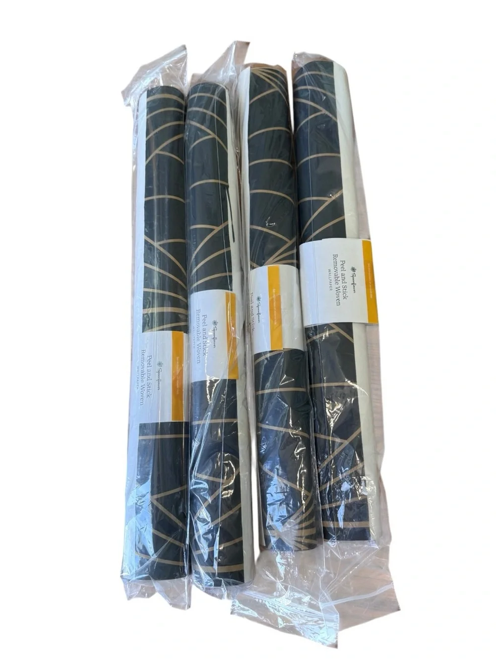 4 new rolls Spoonflower peel stick wallpaper Art Deco Black&Gold Diamond